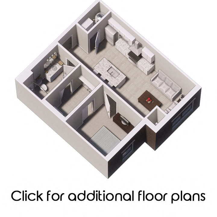 Floor plan for 1 bed, 1 bath, 591 sqft